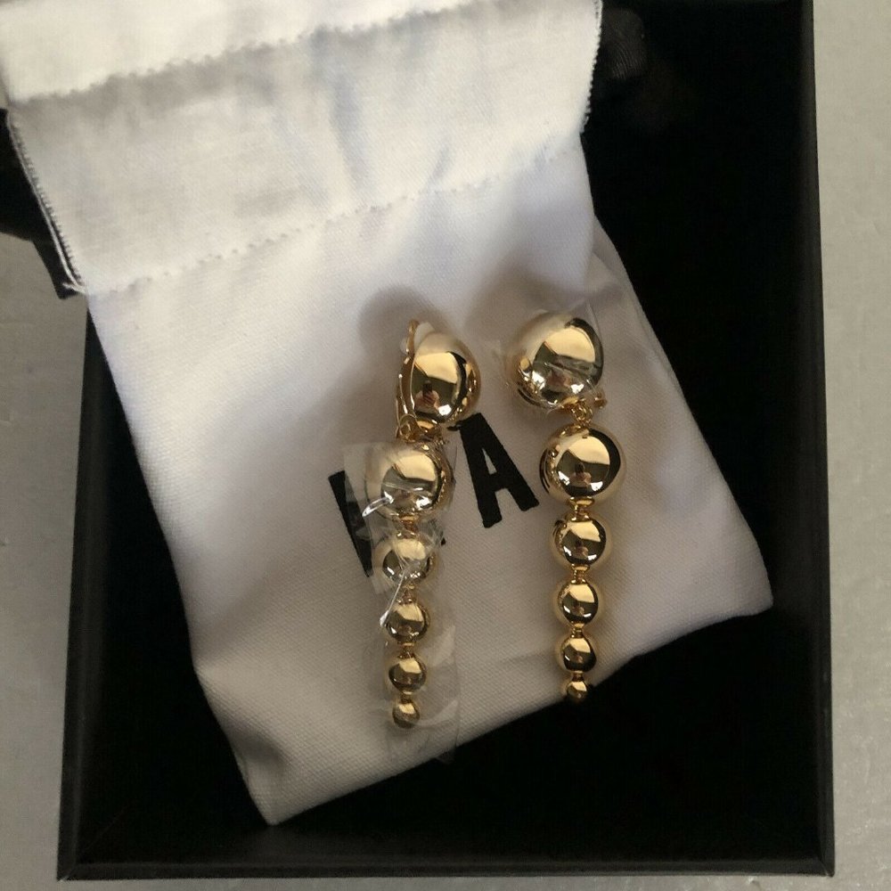 LPA Lelia Earring Pearl Dangle Gold Metal Revolve NIB $78 - Picture 2 of 5